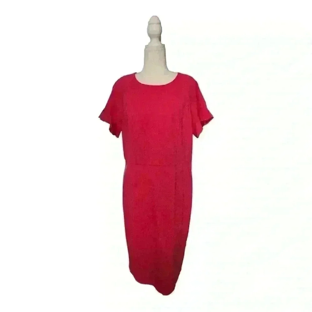 Eloquii NWT Pink Ruffled Short Sleeve Sheath Dress Size 14 - Picture 7 of 13